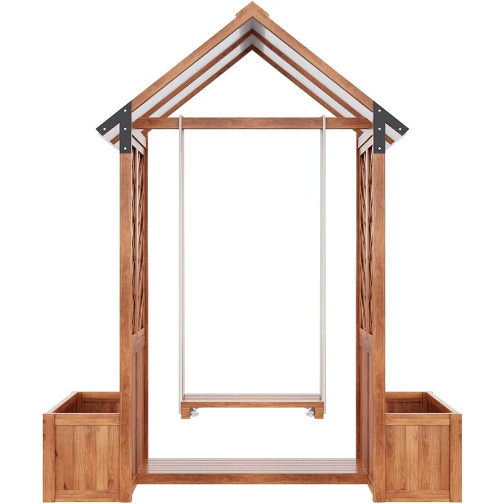 Spalier mit Blumenkasten und Schaukel, Holz-Pflanzengitter, Pflanzkasten, Rankgitter, Rankhilfe – Bild 8