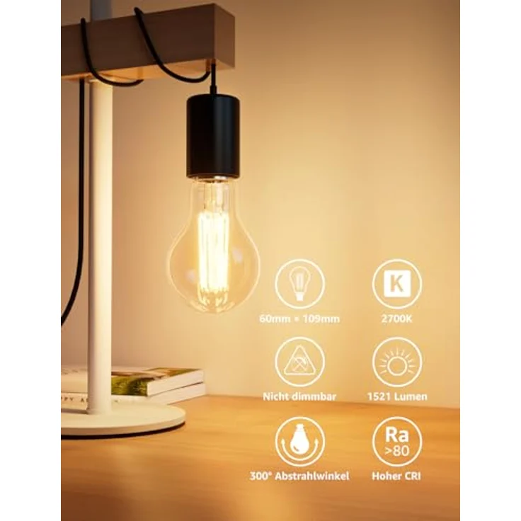 Lepro Energieklasse A E27 LED Warmweiss, 7.2W 1521 Lumen Glühbirne E27, Nicht Dimmbar, A60 Led Birne, 2700 Kelvin Warmweiß, 300° Abstrahlwinkel Energiesparlampe, ersetzt 100W Leuchtmittel, 1 Stück – Bild 10
