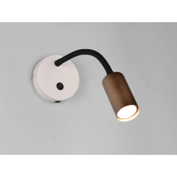 Schwanenhals Leselampe TARYN Coffee / Grau mit Schalter, Breite 10cm – Bild 3