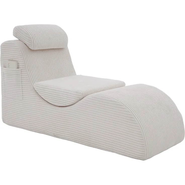 LVHOM Relaxsessel Ergonomisches Design, Lesesessel mit verstellbarer Kopfkissen und Sitzkissen, Fernsehsessel mit Seitentasche, Cord Bezug, bis 200kg belastbar