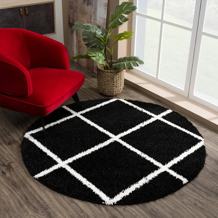 Sanat Hochflor-Teppich Madrid, rund, Höhe: 30 mm, Wohnzimmer, Langflor, Shaggy Teppich