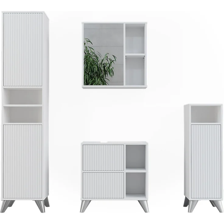 Badmöbel-Set Leano Weiß 4-teilig Vicco – Bild 1