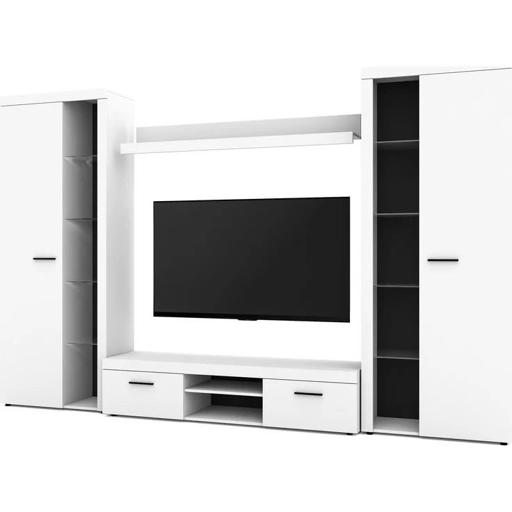 AX LIVING Spacoro XL Wohnwand weiß modern hochwertig 300 cm ohne LED – Bild 3