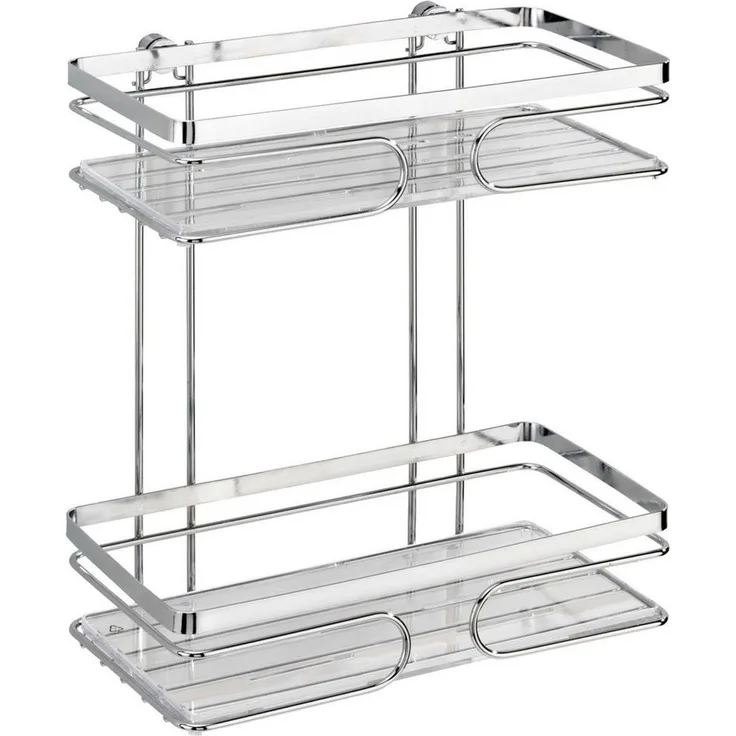 WENKO PREMIUM Duschablage, Chrom, 2 Etagen, Edelstahl rostfrei