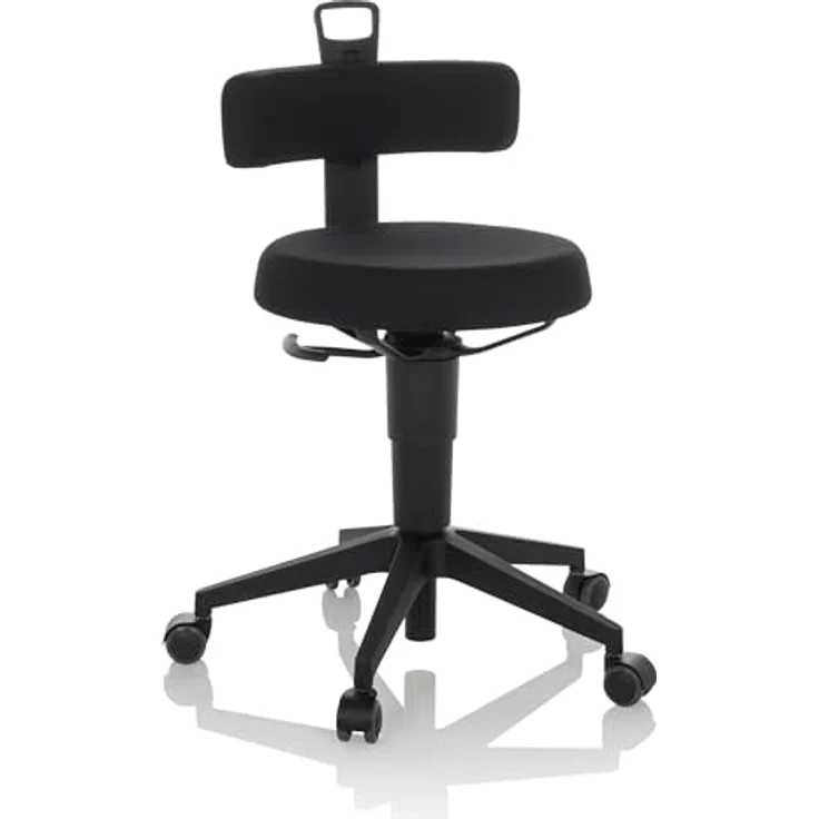 hjh OFFICE Balancestuhl höhenverstellbar TOP WORK FLEX beweglicher Arbeitshocker mit Rückenlehne, Stoff Schwarz – Bild 2