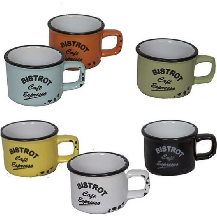 6er Set Farbige Espressotassen Mokkatassen Moccatasse Tasse Antic Line SEB12952 – Bild 3