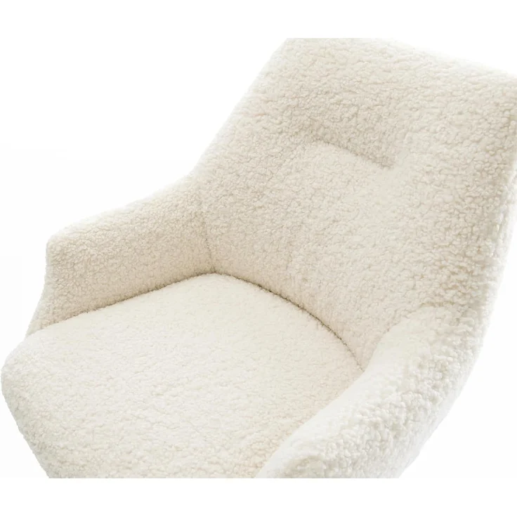 Barstuhl Alja-Flex Teddystoff Beige Drehfuß höhenverstellbar Metall Titanfarben Taschenfederkern – Bild 5