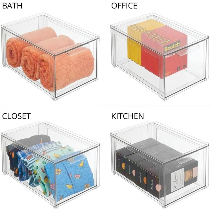 mDesign Aufbewahrungsbox Organizer Schubladenbox 4er-Set stapelbar Transparent – Bild 7