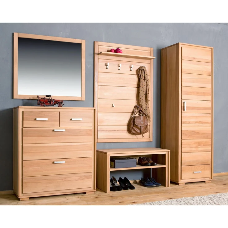 Woodline Garderobenpaneel groß Kernbuche Massivholz geölt, Genf Natur 91x15x136 cm – Bild 4