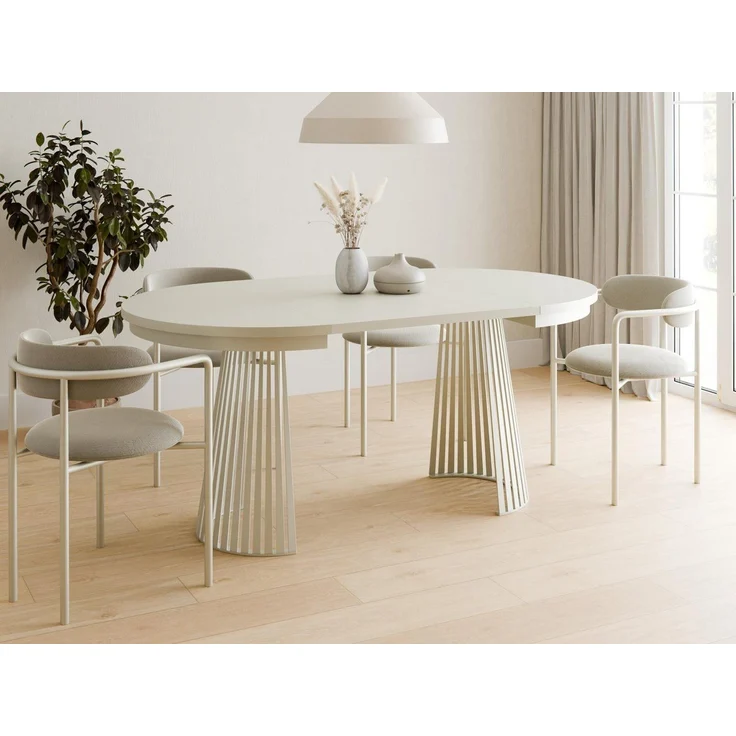 Compleo Esstisch Rund, Säulengestell mit Rillenstruktur DAST (TOPSELLER), Ausziehbar Ø: 100cm – Bild 3