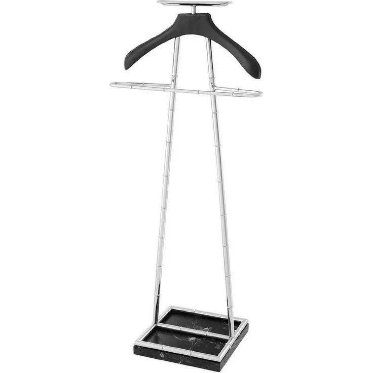 Casa Padrino Luxus Dressboy Silber / Schwarz 50,5 x 31 x H. 117 cm - Kleiderständer Garderobenständer Anzugständer Stummer Diener Herrendiener - Luxus Accessoires