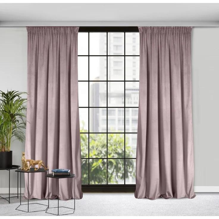 Samtvorhang Velours Vorhänge zum Wohnzimmer Prachtvoll Elegant rosa 140x270 cm Kräuselband – Bild 1
