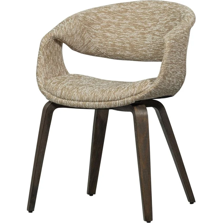 Esszimmerstuhl Yossi aus Webstoff, modernes Design, sand und dunkelbraun, gepolstert, mit Armlehne – Bild 1
