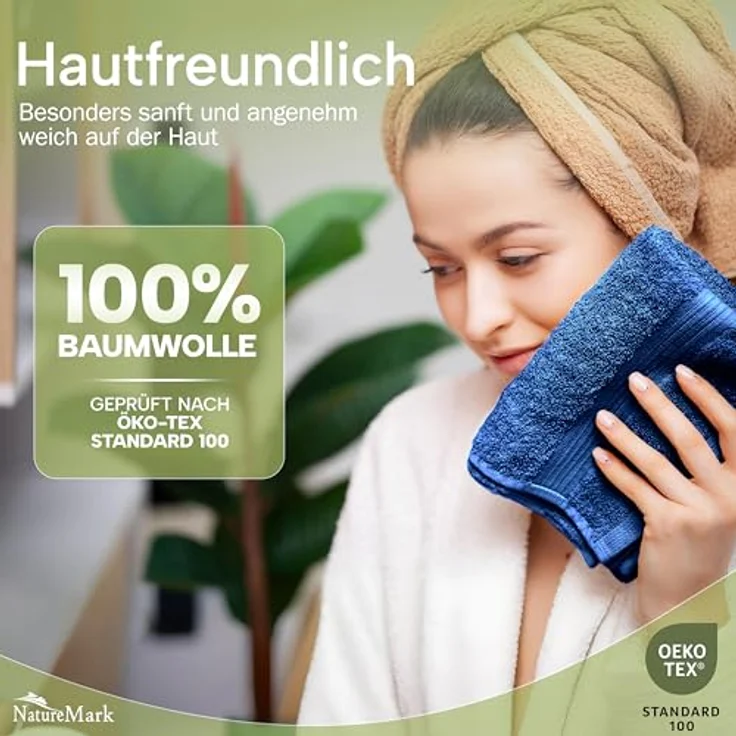 NatureMark 12er Pack Gästetücher Premium Qualität 30x50 cm GÄSTEHANDTUCH Frottiertuch-Set 100% Baumwolle Farbe: Royal Blau – Bild 7