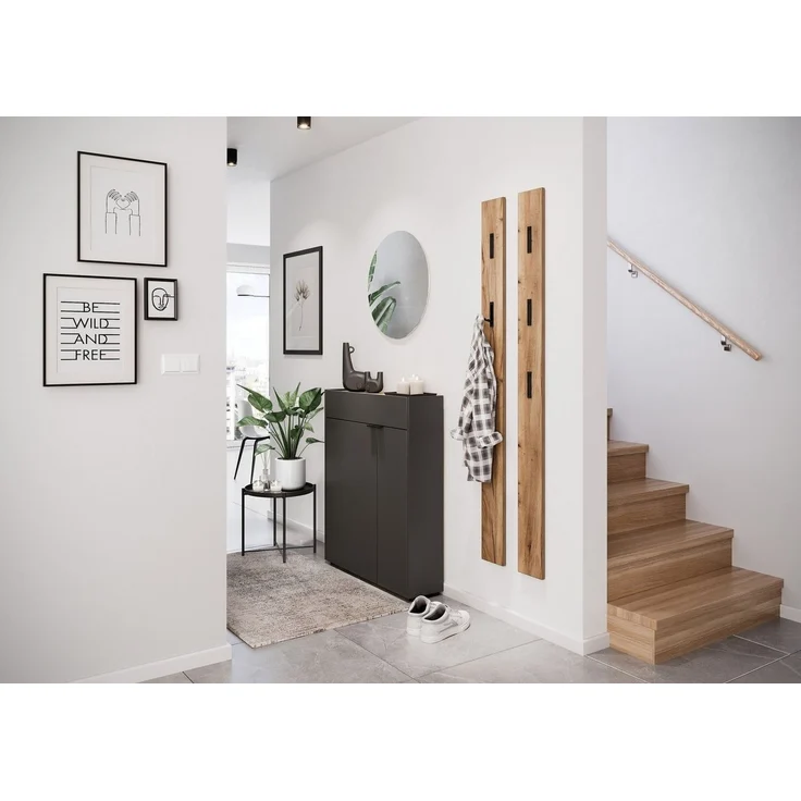 Germania Mehrzweckschrank 1319-549 GW-Ameca, in Graphit/Navarra-Eiche-Nb, mit Türdämpfung, 83 x 99 x 22 cm (BxHxT) – Bild 1