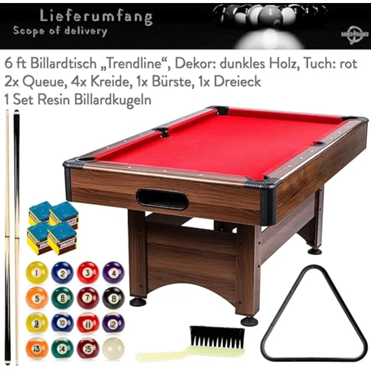 GAMES PLANET Billardtisch Games Planet 6 ft Billardtisch "Trendline", 9 Farbvarianten, 184x108x82 cm (LxBxH) – Bild 4