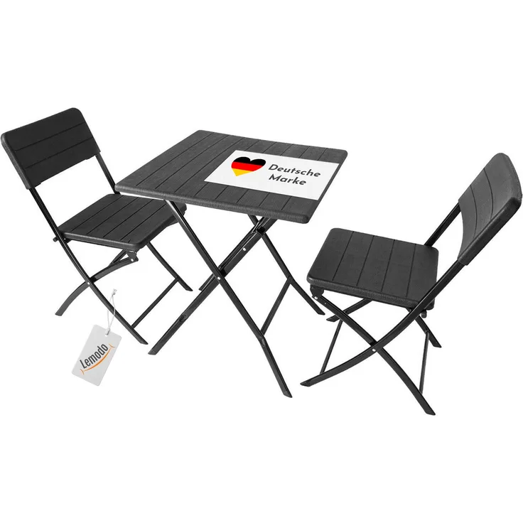 Klappbares Balkonmöbel Set 3-teilig, 2x Balkonstühle + 1x Balkontisch, Holzoptik