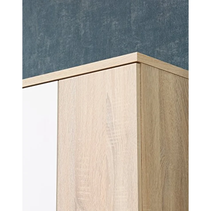FORTE Net106 Mehrzweckschrank mit 2 Türen, Holzwerkstoff, Sonoma Eiche + Weiß, 68. 90x34. 79x179. 1 cm – Bild 9
