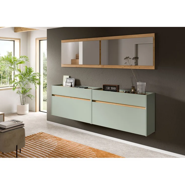 Garderobenkombination B/H/T: 192x220x32 cm in Salbei Nachbildung und Artisan Oak Nachbildung – Bild 5