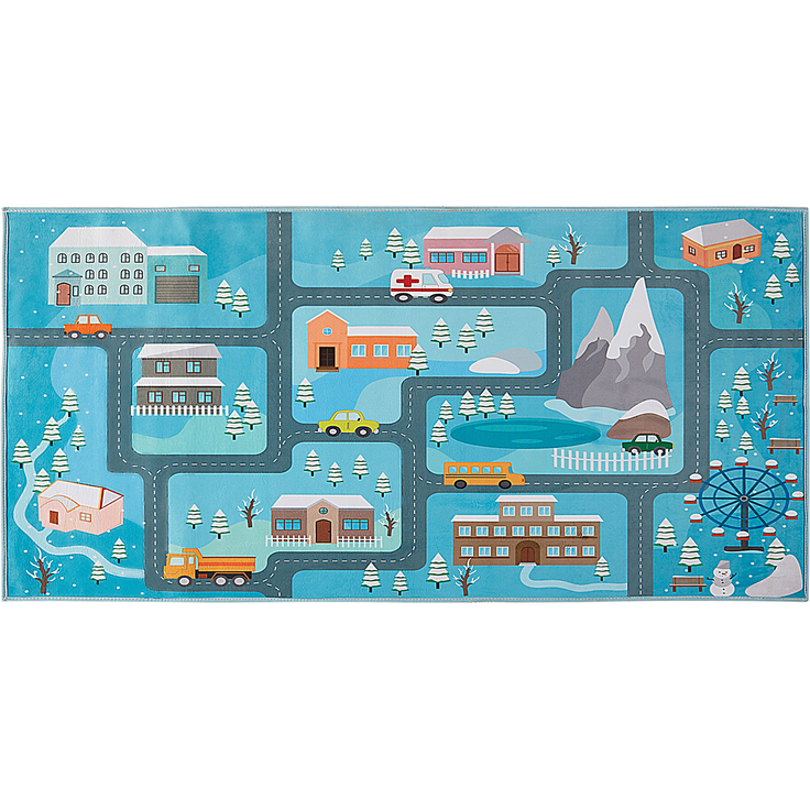 Kinderteppich blau Stadt-Motiv 80 x 150 cm KIGI