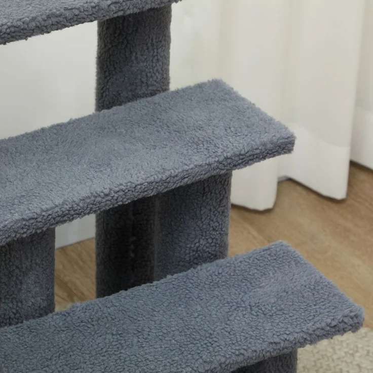 JARDJ Tiertreppe Katzentreppe Hundetreppe 4 Stufen Grau 63,5x43x60cm für Katzen und Hunde, ideal für Senioren & kleine Tiere – Bild 7