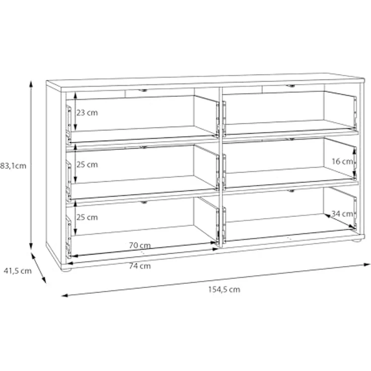 FORTE Sideboard Alice Springs, Kommode mit 6 Schubkästen, Breite 154,5cm, Schubkästen mit Vollauszug, grifflos,Push to open, Stauraum – Bild 6