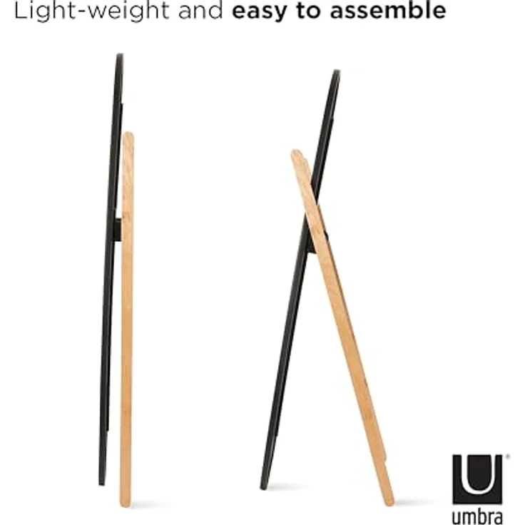 Umbra Furniture Hub Flur Spiegel, Standspiegel, mit Gummirand, Eschenholz und Spiegelglas, Schwarz / Natur, 358375045 – Bild 5