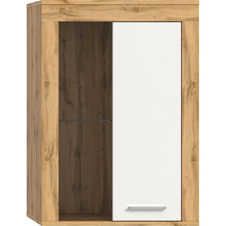 xonox. home Wohnen Jam X8BK6T40 Vitrine Glasvitrine Dekoschrank Glas-Kommodein weiß Melamin/Wotan Eiche Melamin, ca. B/H/T: 600 x 86 x 35 cm – Bild 2