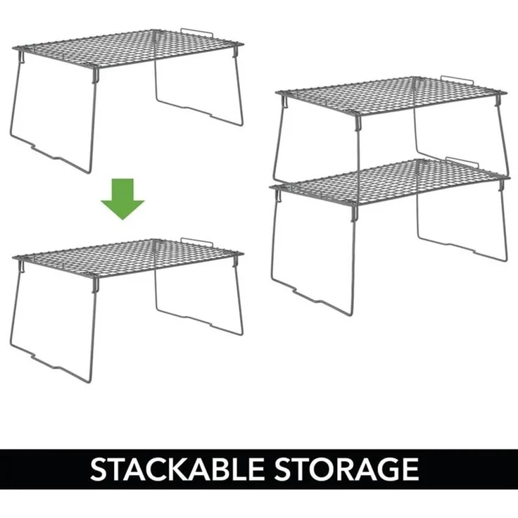 Regaleinsatz stapelbar grau Schrankregal Schrankeinsatz Organizer Regal mDesign – Bild 5