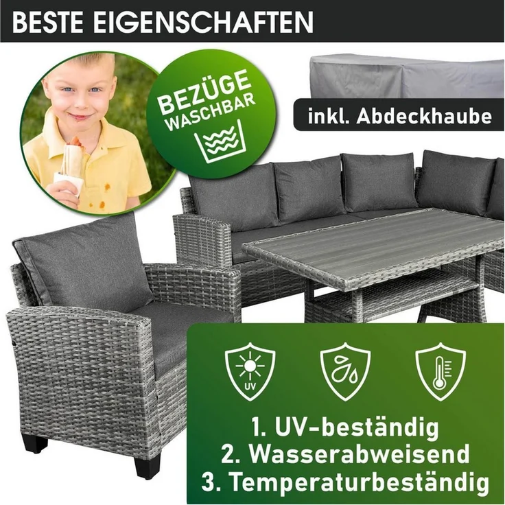 BRAST Gartenlounge-Set Hacienda, bis zu 10 Personen, viele Farben inkl. Kissen & Abdeckung, (1-tlg), TÜV geprüft Outdoor Loungemöbel – Bild 3