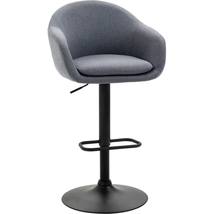 Barhocker mit Fußstütze; höhenverstellbar, Leinenoptik, 54 cm x 54 cm x 112 cm, Grau--Dunkelgrau--112x54x54cm--YOUDENOVA