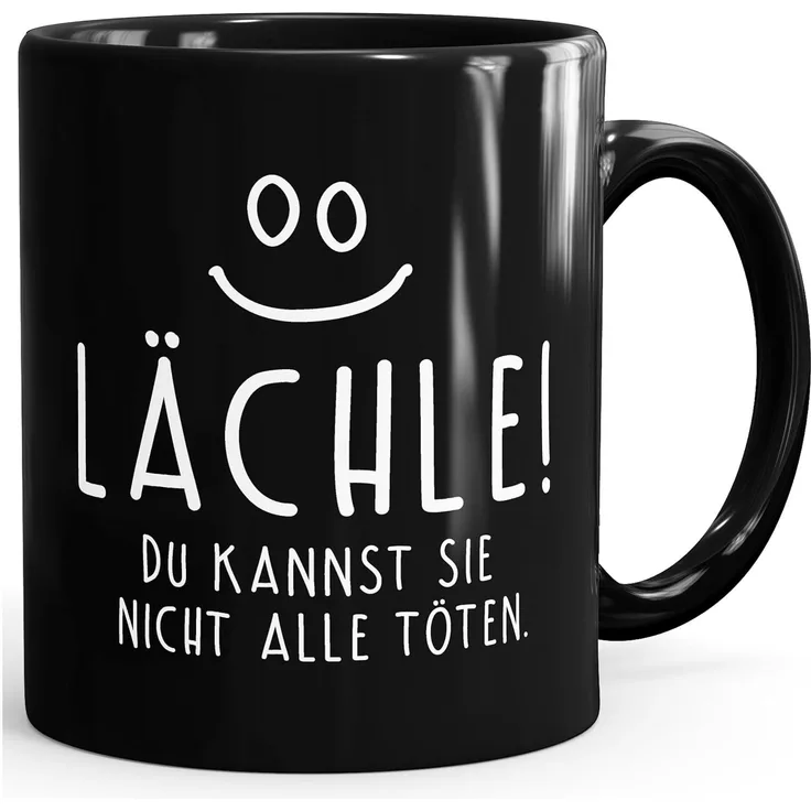 MoonWorks Tasse ''Kaffee-Tasse Spruch Lächle du kannst Sie nicht alle töten Tasse Büro Kollegen einfarbig MoonWorks''