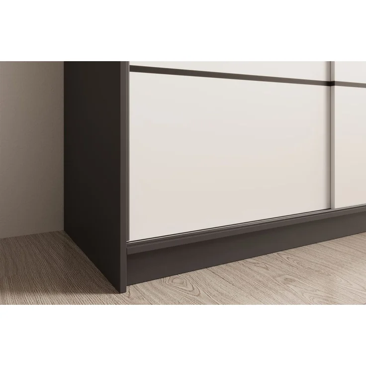 Schiebetürenschrank Schrank CALNT Schwarz- Weiß matt 150x200x58 cm – Bild 2