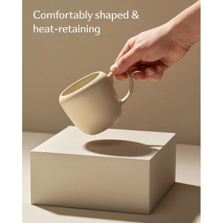 Cosumy Tasse Kaffeetassen Set 350 ml, 4er Set, handglasiert, Steingut, 4-tlg, Steingut, Handglasiert, Spülmaschinenfest & Mikrowellengeeignet, 4er Set – Bild 3