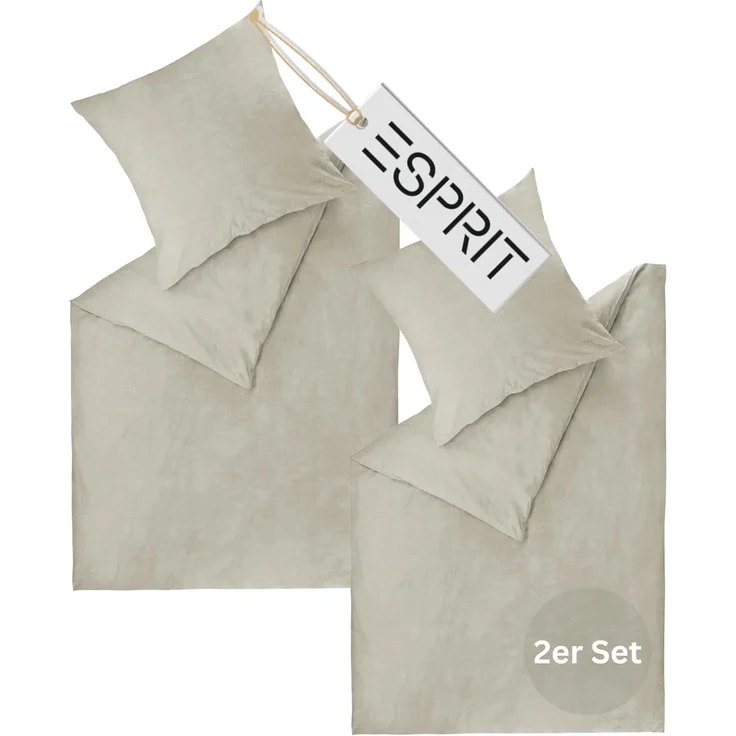Esprit Bettwäsche HARP Renforce Kissenbezüge und Bettwäsche, Baumwolle, 2 teilig, 135x200 cm - 2er Set in Grau