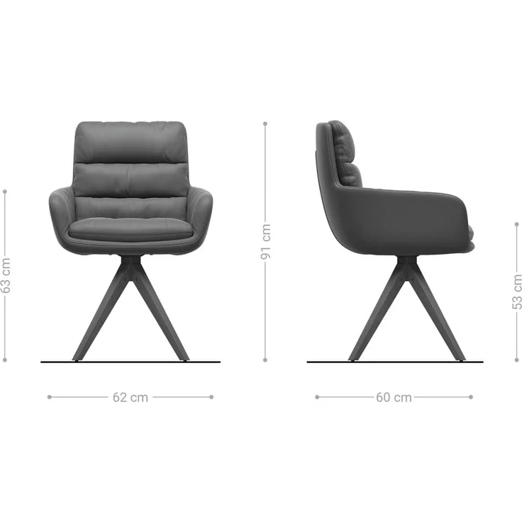 Drehstuhl Abelia-Flex mit Armlehnen Bouclé Soft Schlamm Holzgestell kantig Natur 180° drehbar – Bild 2