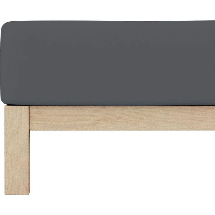 Schlafgut 'Pure' Spannbettlaken, Gummizug: rundum, für Matratzen bis 30cm Höhe, Bio-Baumwolle mit Elasthan, Grey Deep, S 90x190 cm - 100x220 cm – Bild 4