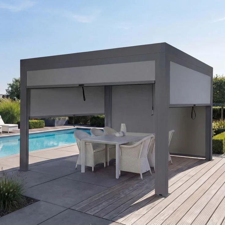 Mendler 'HWC-L46' Pergola, Regenrinne sturmfest, Aluminium anthrazit, 3x4 m – Bild 1