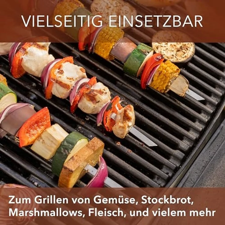 AVANA Grillspieß lange Spieße aus Edelstahl wiederverwendbar Grill 43cm Fleischspieße (10-St), für Fleisch & Gemüse – Bild 6