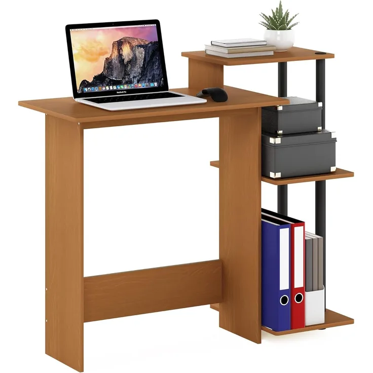 Furinno Computer/Schreibtisch, Verbundholz/ PVC-Rohre Helle Kirsche/Schwarz, 39,6 x 100,6 x 85,3 cm
