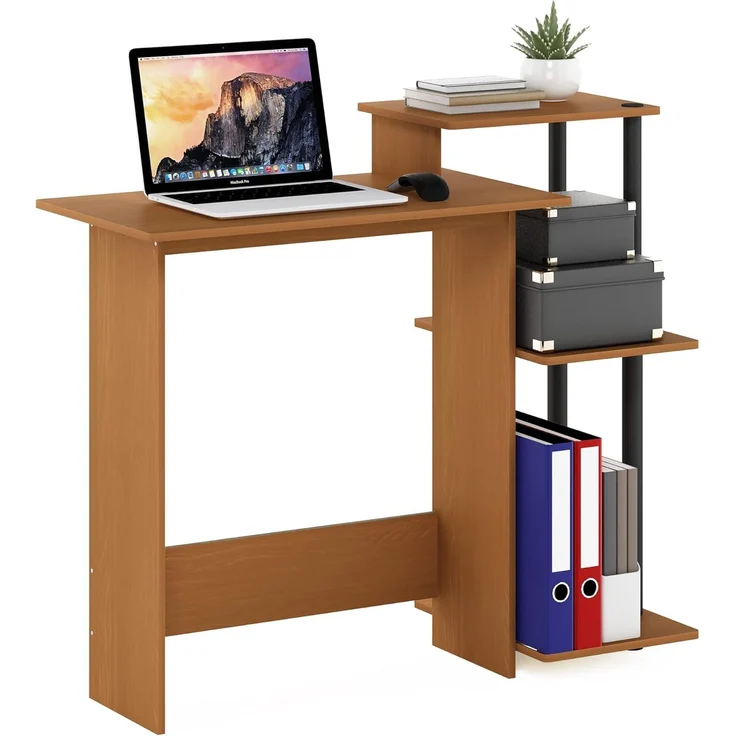 Furinno Computer/Schreibtisch, Verbundholz/ PVC-Rohre Helle Kirsche/Schwarz, 39,6 x 100,6 x 85,3 cm – Bild 1