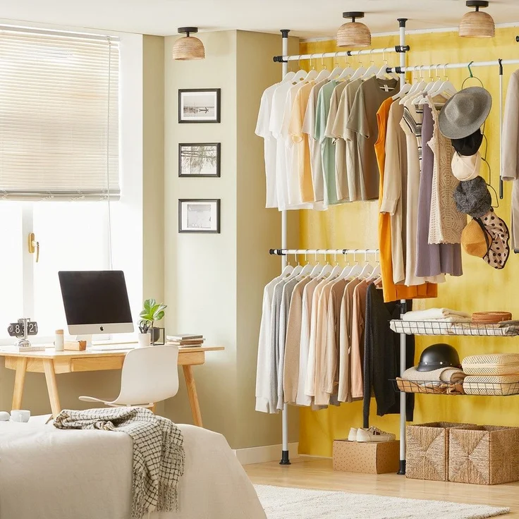 SoBuy KLS04 Garderobenständer, Metall, Pulverbeschichtung, Weiß, 62 x 200 x 75 cm – Bild 4