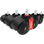 hjh OFFICE 619045 5x Elektrisch leitfähige Rollen 11x50 mm Bürostuhl Rollen für harte Böden | Vermeidung von statischer Aufladung