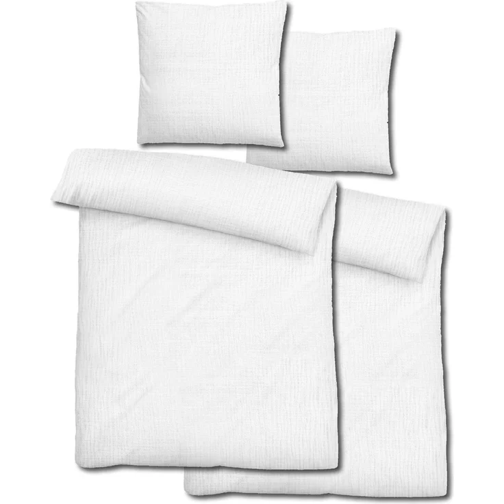 Doppelpack Sleezzz® Musselin Bettwäsche weiß 155 x 220 cm + 80 x 80 cm