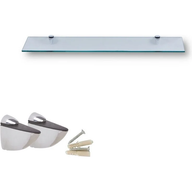 HOOZ Wandregal aus Sicherheitsglas mit Halterung - Klarglas - 40 x 18 x 0,6 cm, 1-tlg, mit geschliffenen Kanten – Bild 1