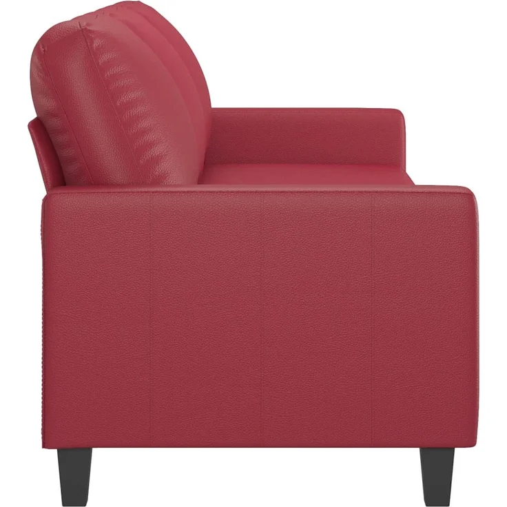 3-Sitzer Sofa, Couch 3 Sitzer Weinrot 180 cm Kunstleder – Bild 4