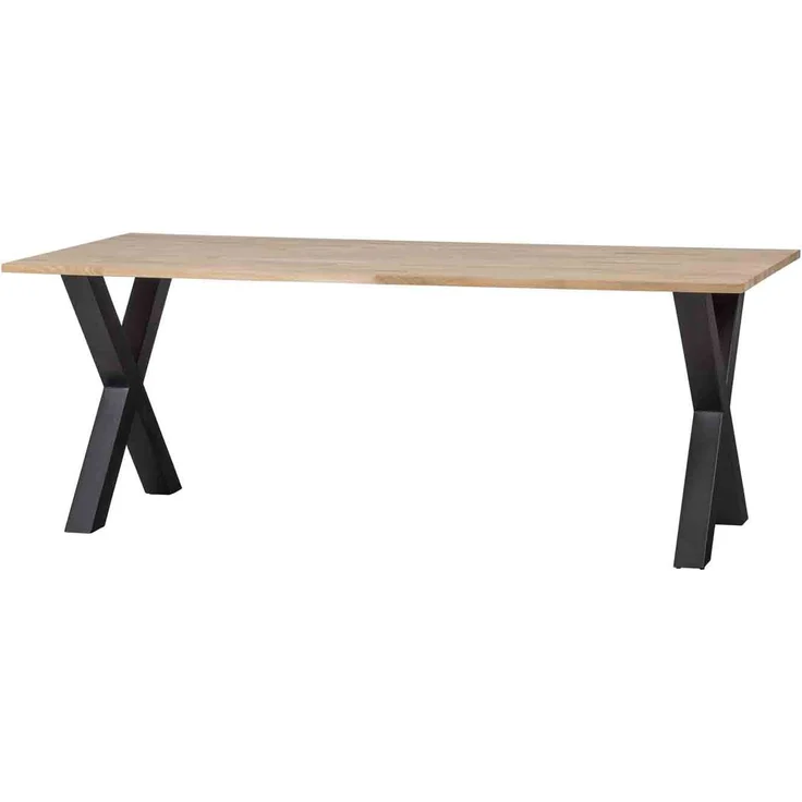 Esstisch Tablo Eiche, X-Gestell aus Metall, modern rechteckig, natur, 220 cm, für 6–8 Personen – Bild 1