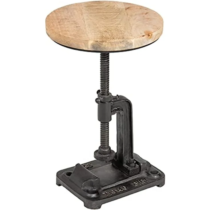 riess-ambiente Beistelltisch ENGINEER Ø30cm natur / schwarz (Einzelartikel, 1-St), Wohnzimmer · Massivholz · Eisen · rund · höhenverstellbar · Industrial