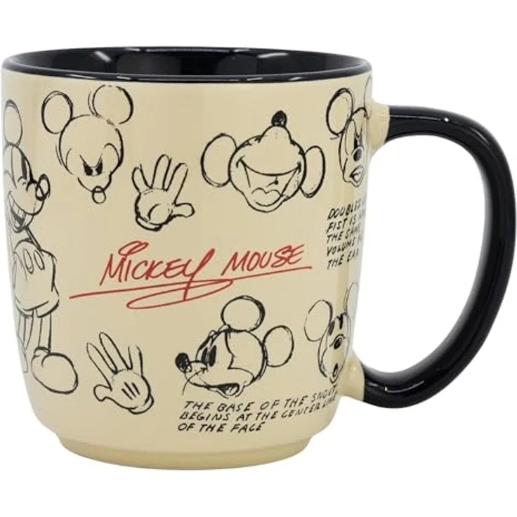 Tasse mit Disney Mickey Mouse Motiv ca. 410ml aus Keramik ca. Ø 9 x 10 cm Skizze – Bild 1