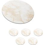 MuchoWow Glasuntersetzer Marmor - Weiß - Gold - Luxus, Zubehör für Gläser, 6-tlg, Getränkeuntersetzer, Rund, Tassenuntersetzer Kork, 10x10 cm